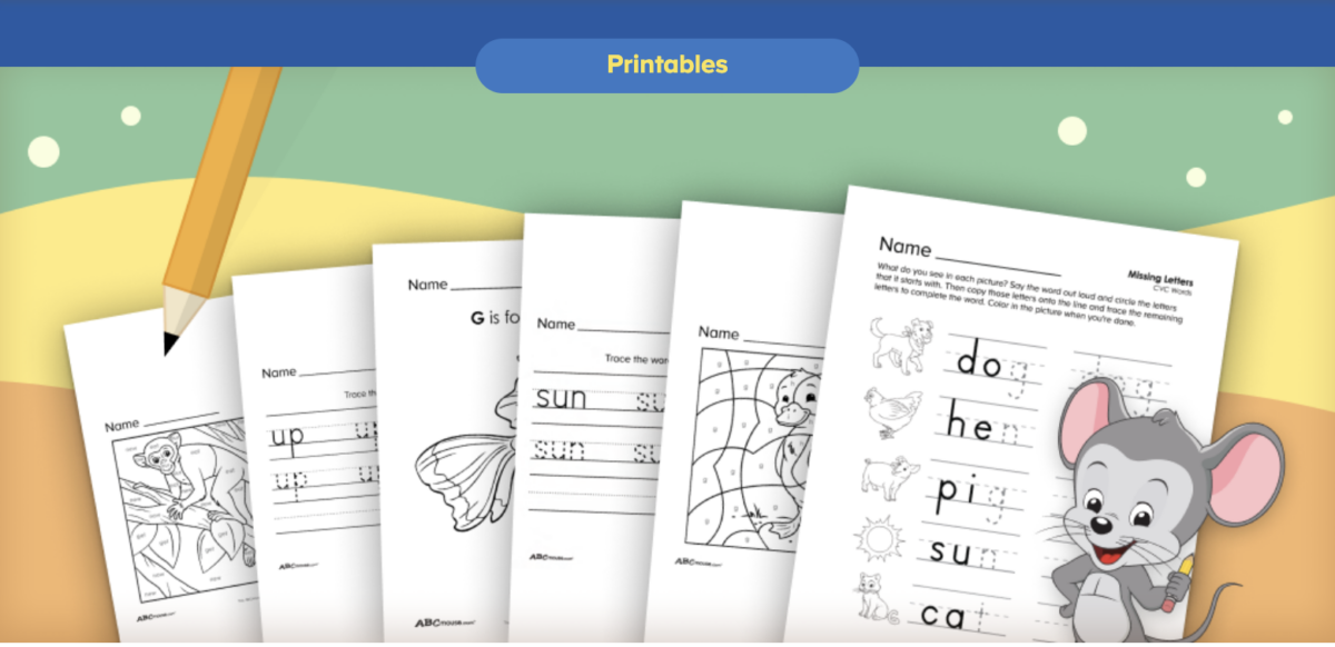 Free printable reading practice worksheets from ABCmouse.com. 